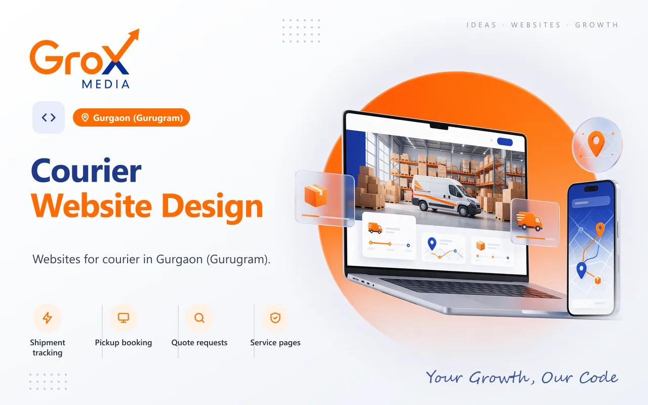 Courier Website Designing Company in Gurgaon — Grox Media courier website on laptop and mobile