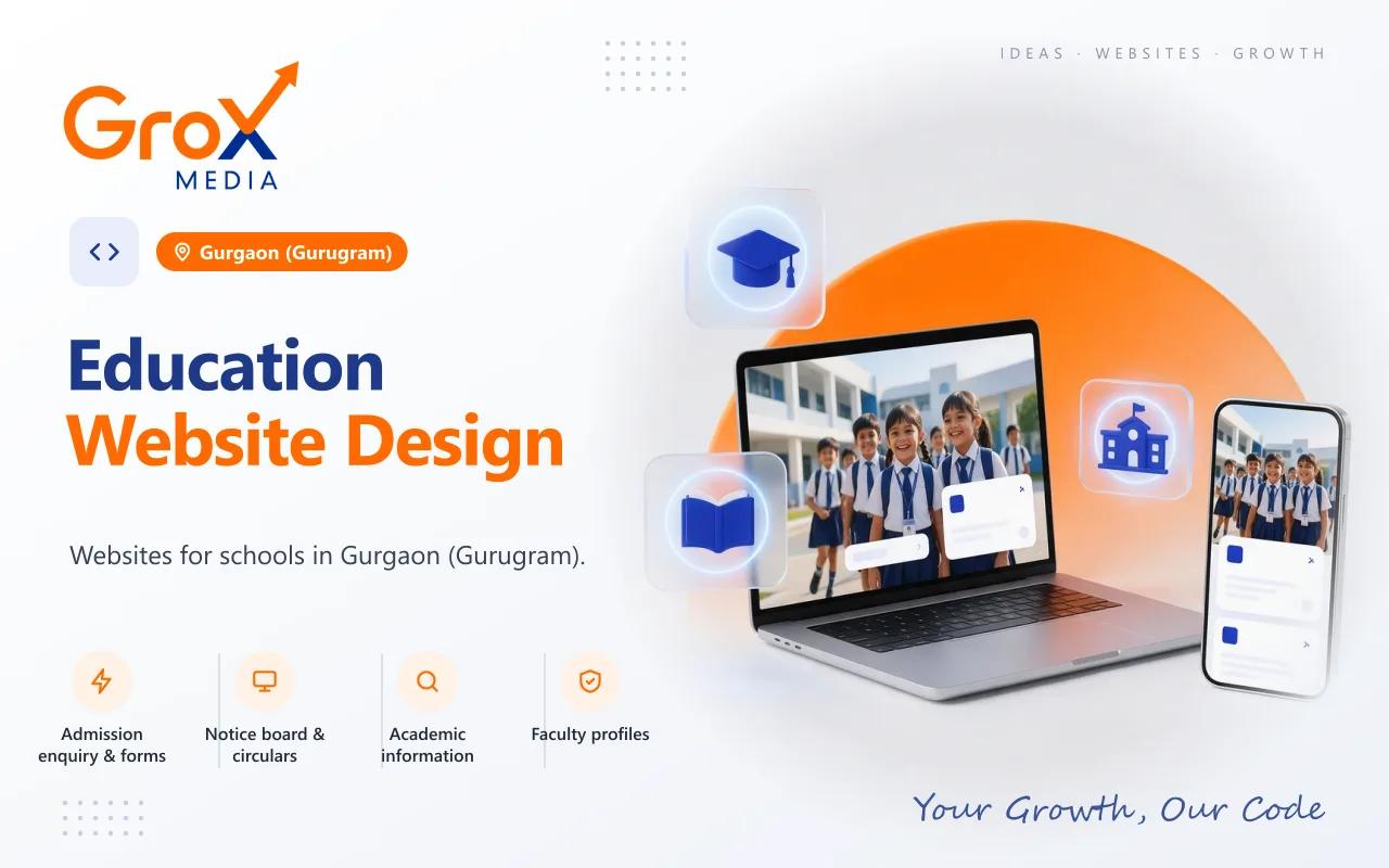 Education Website Designing Company in Gurgaon — Grox Media education website on laptop and mobile