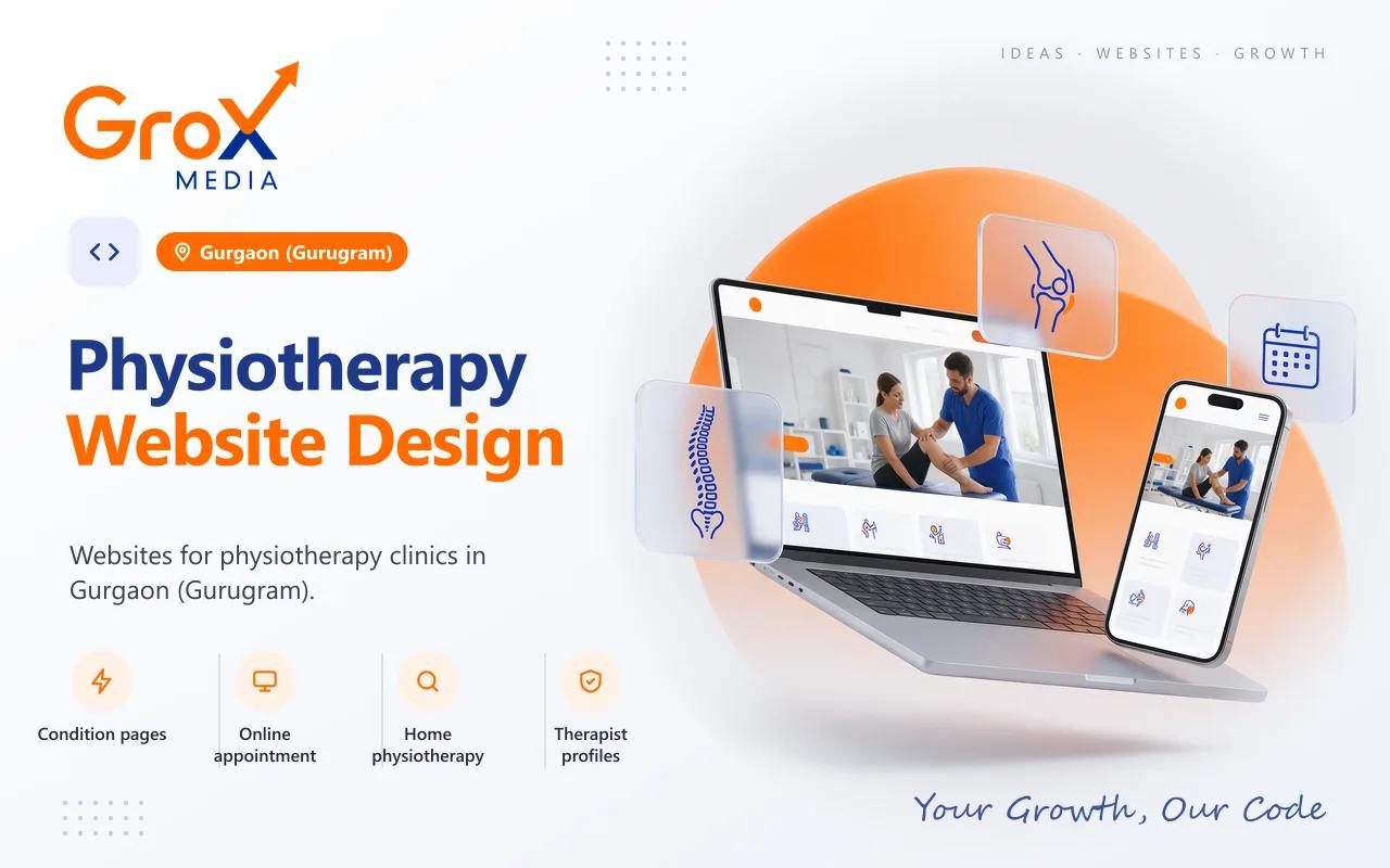 Physiotherapy Website Designing Company in Gurgaon — Grox Media physiotherapy website on laptop and mobile