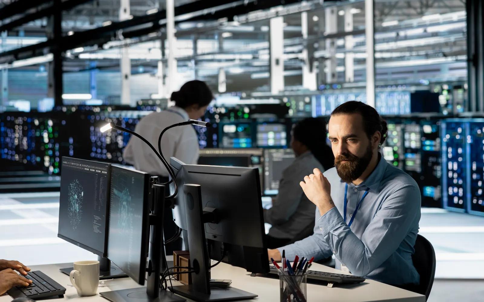 IT technician maintaining server infrastructure