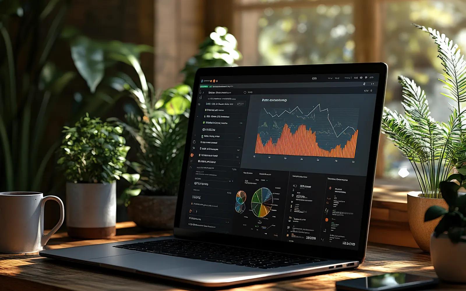 SEO analytics dashboard displayed on a laptop screen